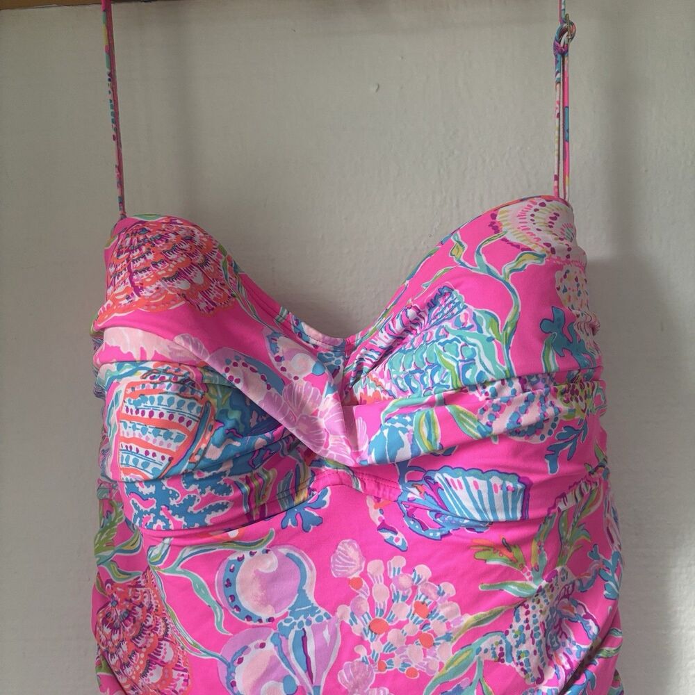 Lilly Pulitzer Flamenco One Piece Swimsuit Shell Me Something Good Size 14 - Picture 4 of 12
